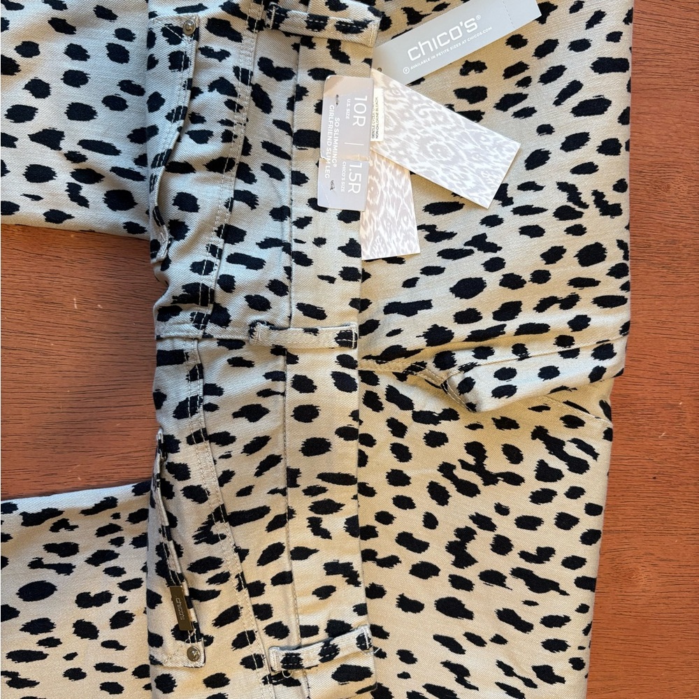 Chico's Black and Cream Animal Print Pants - Picture 6 of 9